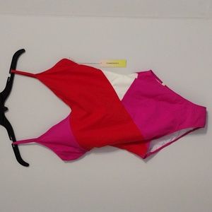 NWT Summersalt one piece Marina size 10 women's swimsuit in red/pink/white